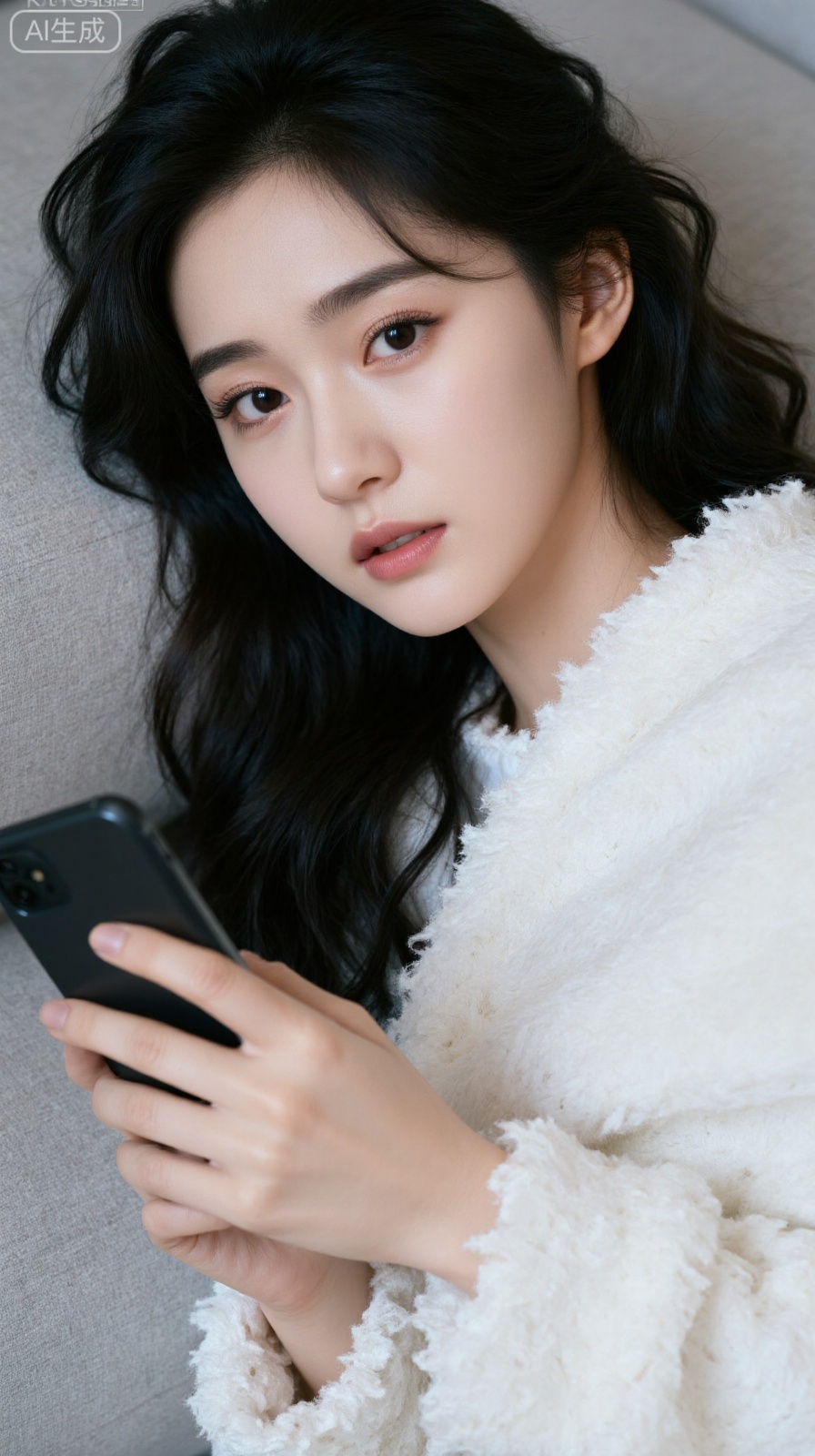 A super high-quality beauty, with long hair covering half of her face, cold and white skin, she is indifferent to life. Looking at her mobile phone, her facial features, close-ups, finely portrayed, dark light, sofa, realistic, photo, movie texture, sadness, high-definition, master quality photos, the medium-scene lens retains the scene atmosphere and highlights the characters, and light and shadow outline the outline of the characters, highlighting the texture of the clothing and the gloss of the accessories, and color contrast (character clothes and background light) enhances the visual focus, conveying a high-end and fashionable style.
The modern style that perfectly blends film aesthetics and modern fashion creates a visual feast, proud and upright figure, oriental beauty model, face close-up, facial focus, beautiful, long eyelashes, real-life realistic, super real skin, fair and tender texture, fluffy details, dynamic hair, flying long hair, messy hair tips, hair luster, realistic and realistic, CG illustration, 3D high-precision modeling rendering, OC rendering Dynamic range, three-dimensional lip reflection, delicate skin texture Soft 8K ultra-clear Real-person proportional modeling, movie-level depth of field, precise facial anatomy, macro photography lighting technology, dynamic expression capture, woman wrapped in a blanket, exposed shoulders,
Extreme clarity is presented, and the face is filled with light. Smoothly removes all noise, oriental beauty, god-level face, level 10 beauty. The clean and smooth picture style is as clear as porcelain white, with an extremely clear and smooth mirror texture style, and is compressed with 32K pixels to make it extremely clear.