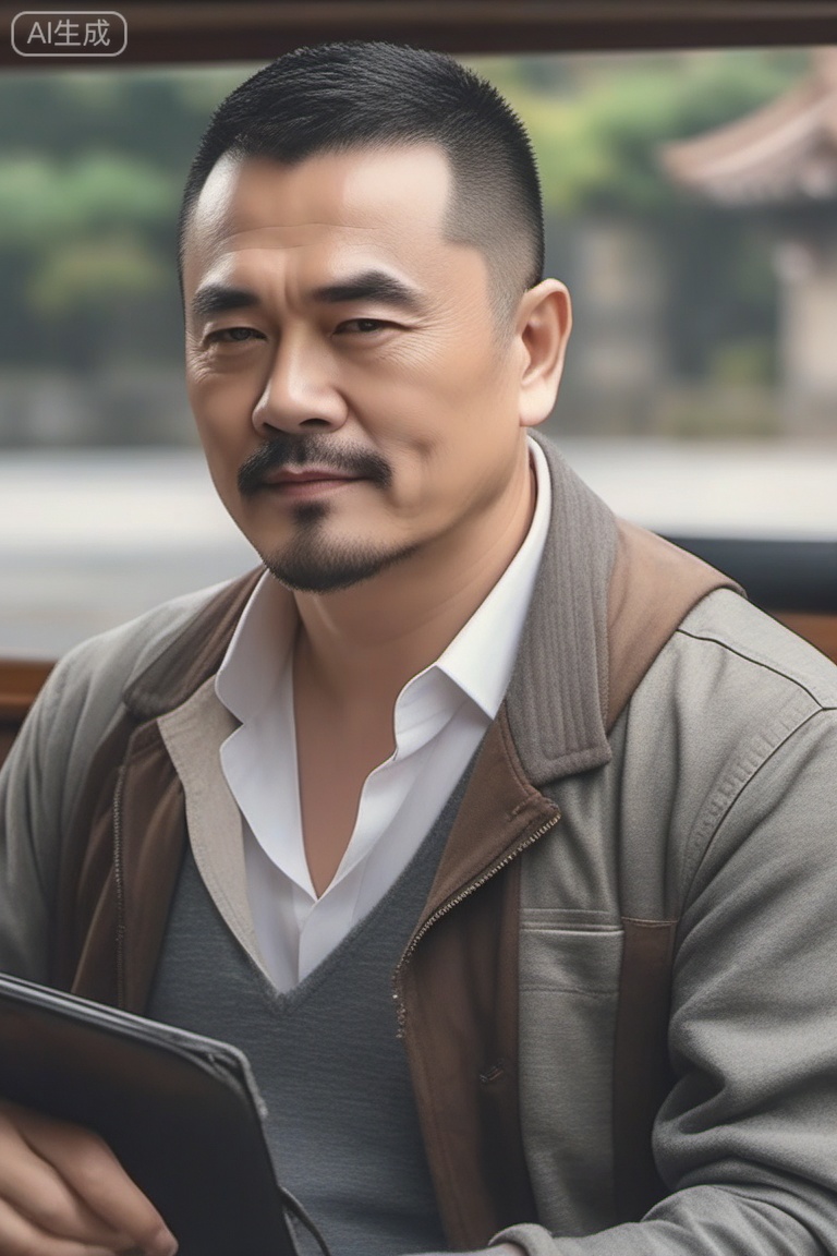 质量词: masterpiece, best quality, amazing quality, very aesthetic, absurdres, highres, newest
画面风格: realistic, blurry background, simple background, white background
人物: 1man, middle - aged man, male focus, solo, mature male,crew cut,**** top,
人物特征: facial hair, black hair, black eyes, closed mouth, lips, thick eyebrows, short hair
事件: looking at view,