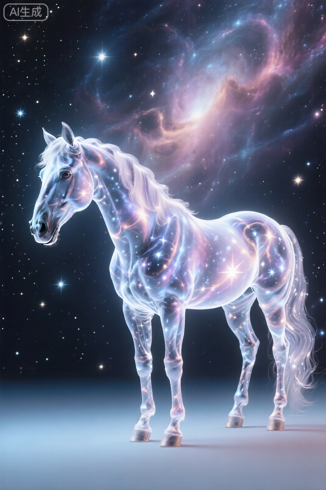 sky, no humans, star \(sky\), starry sky, horse