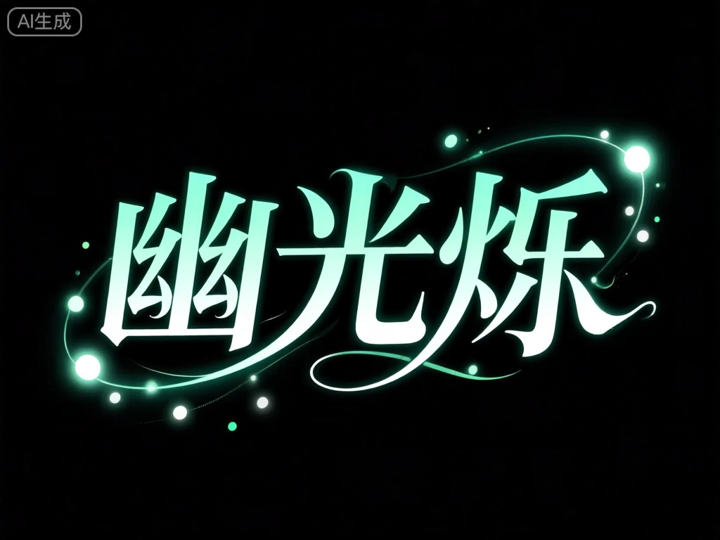 BTZT,图像以黑色背景为舞台,中文字符“幽光烁”以幽绿色为主色调。文字笔触细腻而神秘,仿佛隐藏着未知的力量。围绕文字的是由浅绿色和白色组成的光点与光晕,它们以随机而闪烁的方式分布,为设计增添了一种神秘而奇幻的氛围。黑色背景与文字的幽暗色彩形成微妙对比,使得整个设计既深邃又引人入胜。
