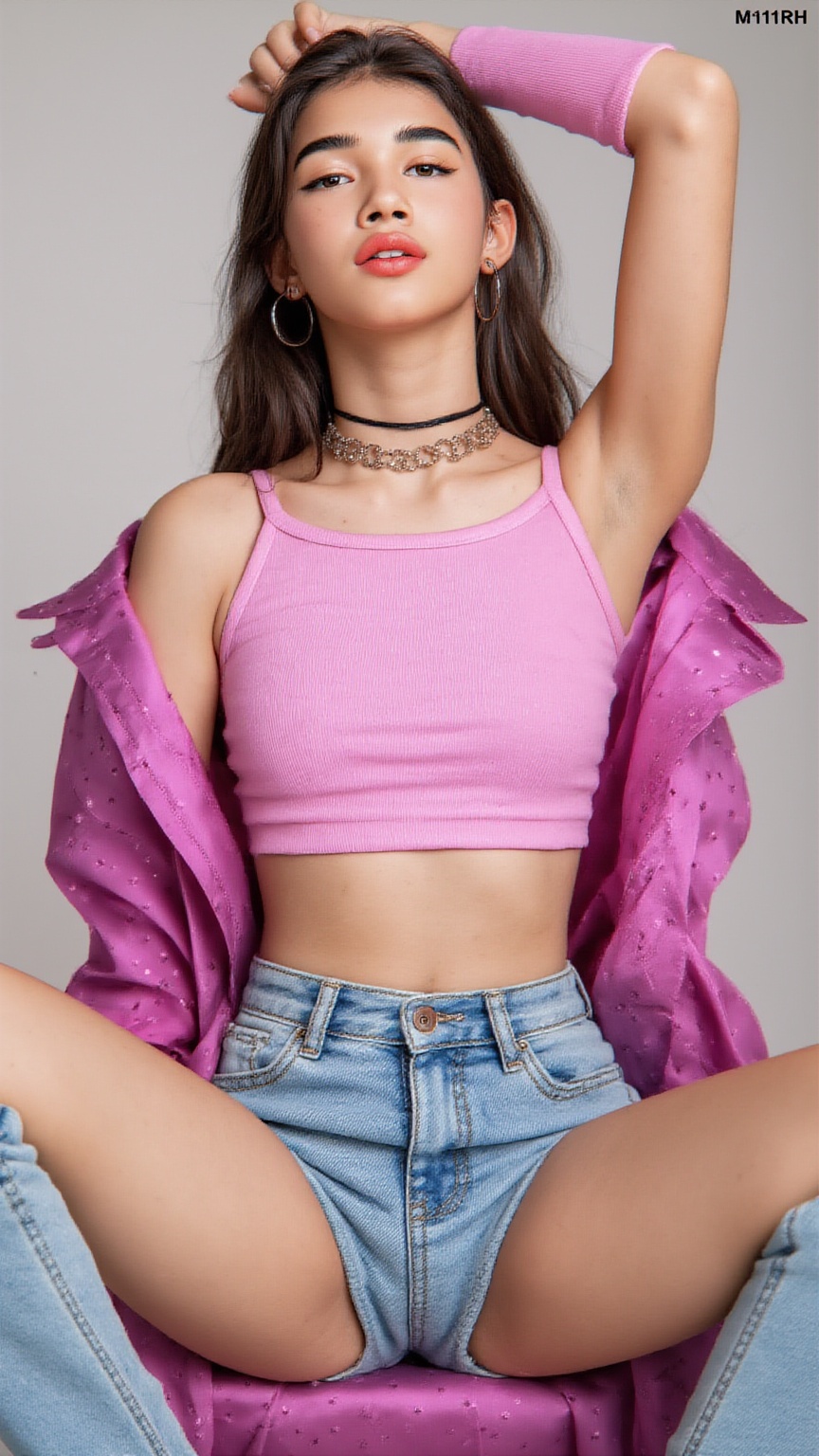 Shot on sony a7iii camera ,  32k quality,  40magapixel ultra-realistic image of a slim woman in a Y2K style aesthetic. mas...