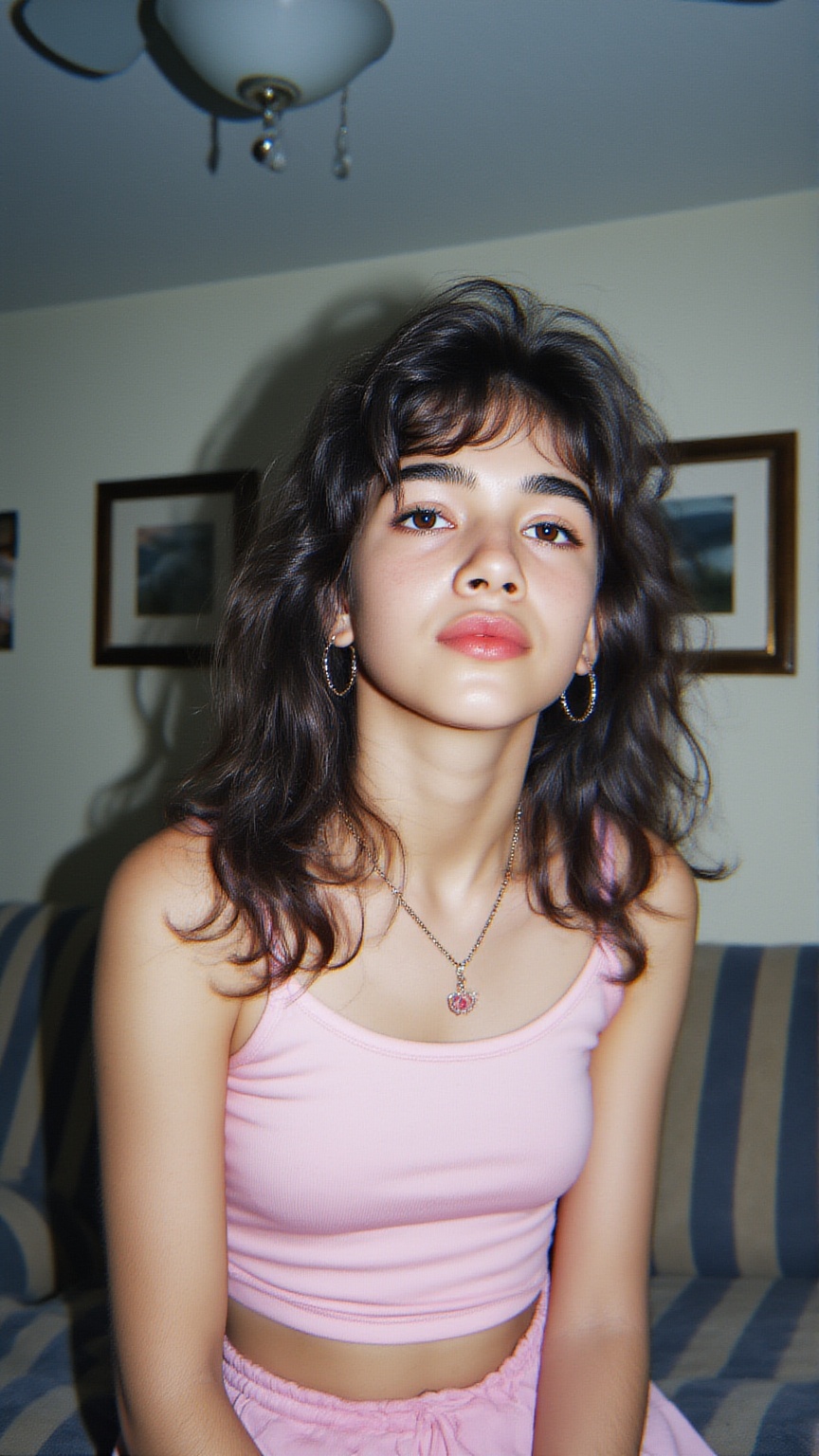 Realistic 90s party snapshot,  woman portrait,  direct flash on Tensor.Art