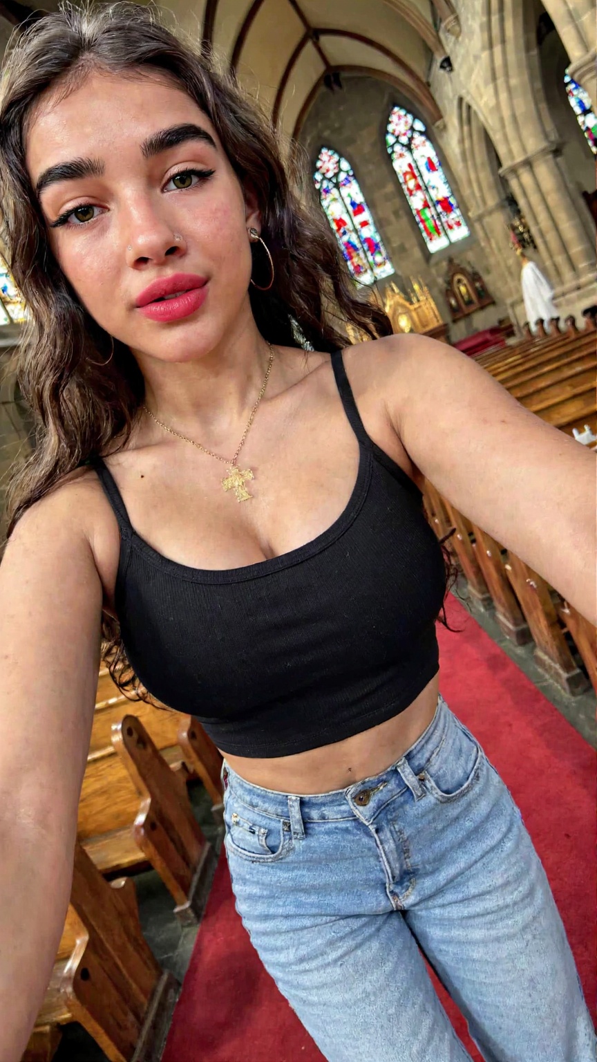 18yo irish cute girl taking hot selfie of her lips and boobs,  face in frame,  extremely beautiful on Tensor.Art