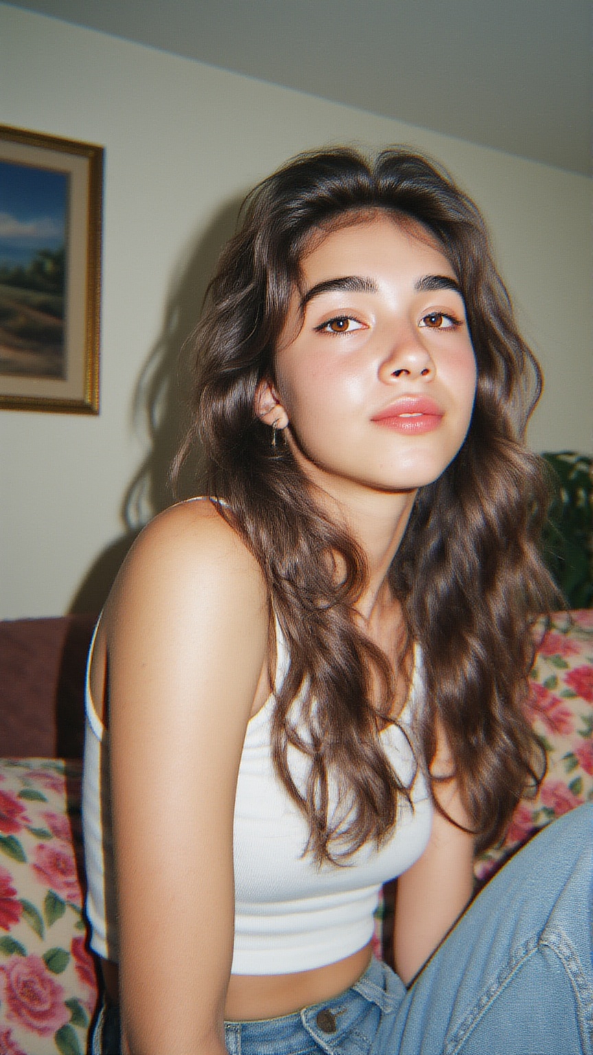 Realistic 90s party snapshot,  woman portrait,  direct flash on Tensor.Art
