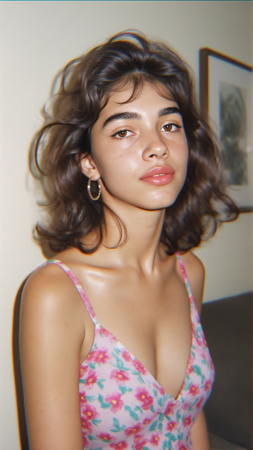 Realistic 90s party snapshot,  woman portrait,  direct flash on Tensor.Art