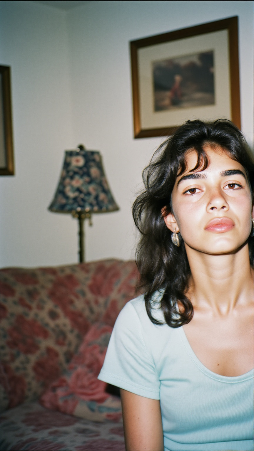 Realistic 90s party snapshot,  woman portrait,  direct flash on Tensor.Art