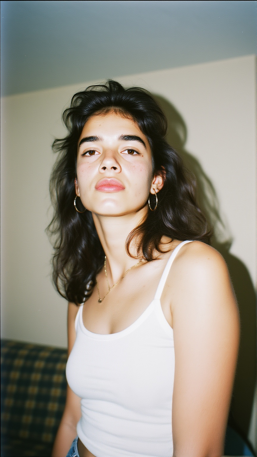 Realistic 90s party snapshot,  woman portrait,  direct flash on Tensor.Art