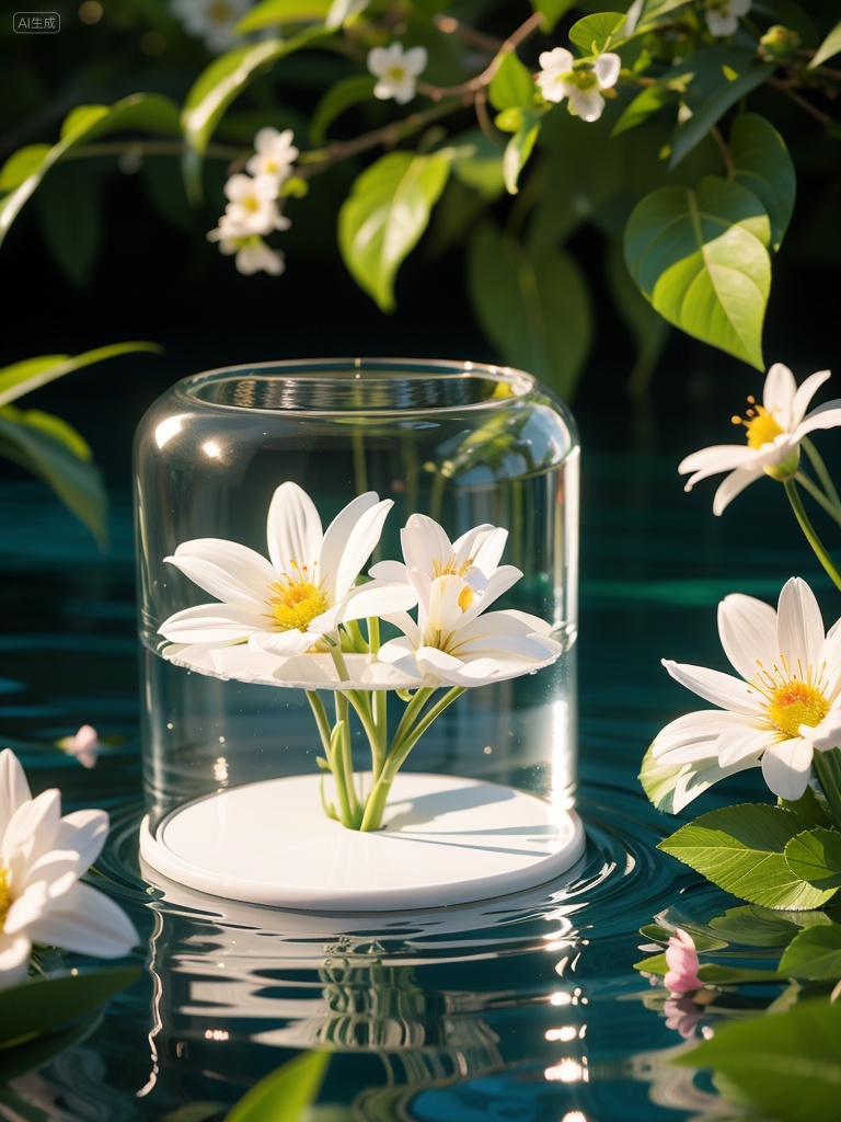 glowing crystals,floret in glass container,beautiful patches of light,(transparency:1.1),white flowers and petals on water surface,glossy,reflections in water,3D renderings,masterpieces,(super detailed, beautiful, beautifully composed, rich and bright colours, volumetric softness) Unreal Engine,Octave Renderer,Lovely Renderer,3D Renderer,Beautiful,Detail Enhancement,Sharpness Enhancement,definition Enhancement,, Negative prompt: NSFW,A big flower,(worst quality:2),(low quality:2),(normal quality:2),lowres,normal quality,((monochrome)),((grayscale)),skinspots,acnes,skin blemishes,age spot,(ugly:1.331),(duplicate:1.331),(morbid:1.21),(mutilated:1.21),(tranny:1.331),mutated hands,(poorly drawnhands:1.5),blurry,(bad anatomy:1.21),(badproportions:1.331),extra limbs,(disfigured:1.331),(missingarms:1.331),(extra legs:1.331),(fused fingers:1.61051),(toomanyfingers:1.61051),(unclear eyes:1.331),lowers,extra digit,bad hands,missing fingers,(((extraarms and legs))),, bad anatomy,text,eror,mising fingers,extra digit,fewer digits,cropped,worst quality,normal quality,jpeg artifacts,signature,watermark,username,,nsfw, Steps: 30, Sampler: Euler a, CFG scale: 7.0, Seed: 3365435521, Size: 768x1024, Model hash: 8b458307e4, Model: SD1.5 极致电商| 材质增强大模型_V1.0.safetensors, Denoising strength: 0.0, Clip skip: 2, ENSD: 31337, RNG: CPU, Lora 1: lllklk, Lora Hash 1: a5b1db5c8b, Lora Weight 1: 0.4, vae_name: automatic