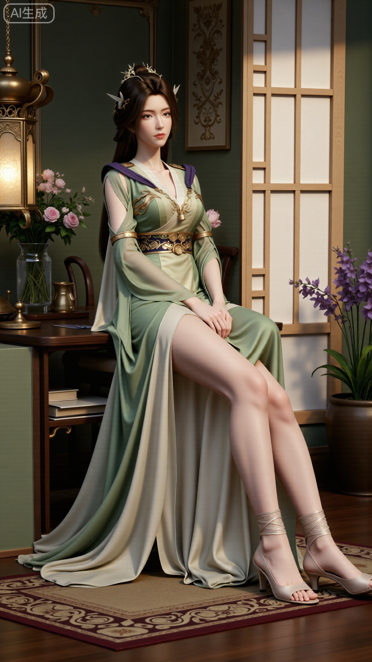  (masterpiece, best quality:1.2),indoors,window,traditional lantern,bare legs,potted plants, long legs,dress,blurry background,motion blur,full body,legs,beautiful detailed eyes,legs,breasts,Detailed eyes,CG rendering,8K resolution,8K quality,Volume light,room,forest,(huge breasts:2.99),(full breasts:2.99),Xbigbreasts,XbaifengsongyuYH,XzhenniteH,,XhanyunzhiX,Xzhaoxinmeng,XhanyunzhiXM,XhanyunzhiXY,XliuyuY,XliuyuYH,XhnayunzhiXYH