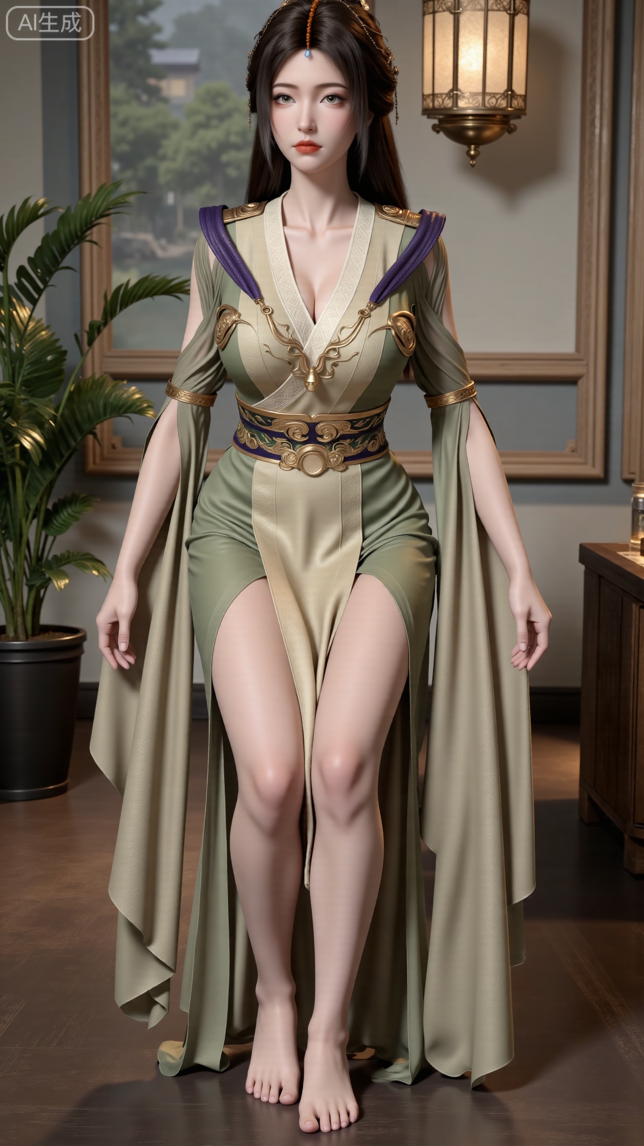  (masterpiece, best quality:1.2),indoors,window,traditional lantern,bare legs,potted plants, long legs,dress,blurry background,motion blur,full body,legs,beautiful detailed eyes,legs,breasts,Detailed eyes,CG rendering,8K resolution,8K quality,Volume light,room,forest,(huge breasts:2.99),(full breasts:2.99),Xbigbreasts,XbaifengsongyuYH,XzhenniteH,,XhanyunzhiX,Xzhaoxinmeng,XhanyunzhiXM,XhanyunzhiXY,XliuyuY,XliuyuYH,XhnayunzhiXYH