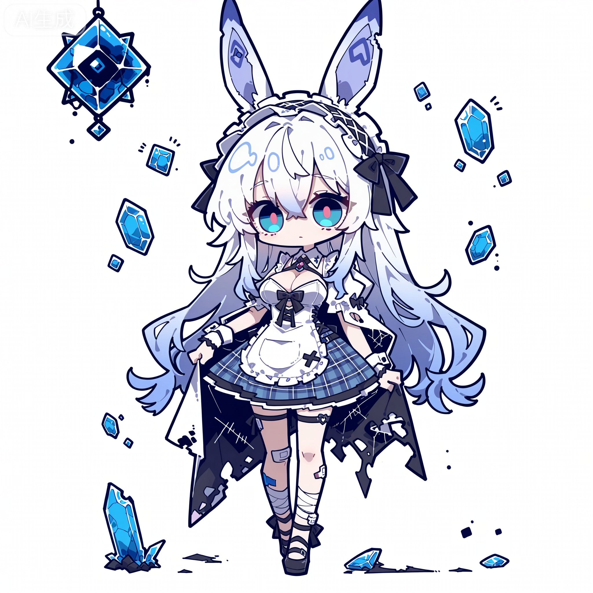 Solo, whole body, mature_monster_girl, monster_headdress, monster_clothes,

White background, monochrome theme, outline: 1.2

chibi,//

Line art, masterpiece, the best quality, extremely exquisite and beautiful,

Huge file size, amazing quality,multicolored hair,,(imazawa:1.1),(maccha_(mochancc):0.3),(ningen_mame:0.8),(mochizuki_kei:0.75),
//
1 girl, breasts, cleavage,
White background, full body monsterization, inverted-eared bunny monster, monster girl, soft pink curly hair, ice blue eyes, twisted bunny ears, tattered lolita cloak, plaid pattern, corroded gem decoration, bandaged monster limbs, shoes, broken fabric texture, monochrome horror, ethereal monster, melancholy monster expression, fluffy monster fur, fragile monster aesthetic,