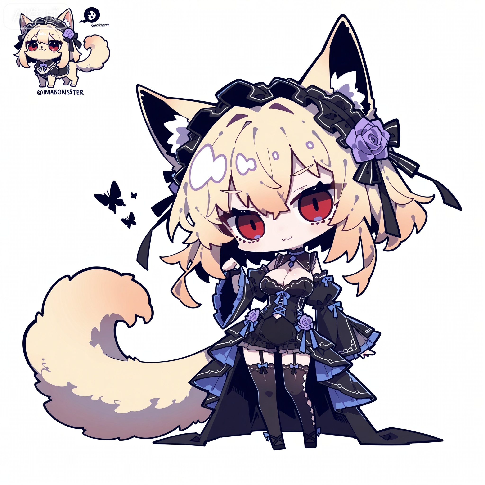 Solo, whole body, mature_monster_girl, monster_headdress, monster_clothes,

White background, monochrome theme, outline: 1.2

chibi,,//

Line art, masterpiece, the best quality, extremely exquisite and beautiful,

Huge file size, amazing quality,multicolored hair,,(imazawa:1.1),(maccha_(mochancc):0.3),(ningen_mame:0.8),(mochizuki_kei:0.75),
//
1 girl, breasts, cleavage,standing,
White background, monster lolita, abnormal creature, mutant girl, fluffy monster fur, weird Persian cat hybrid, monster variant, gothic beast form, twisted floral appendage, lilac monster aesthetic, languid monster pose, pale weird skin, dreamy horror, elegant grotesque, white blank background, monster with rose decoration, spooky monster girl