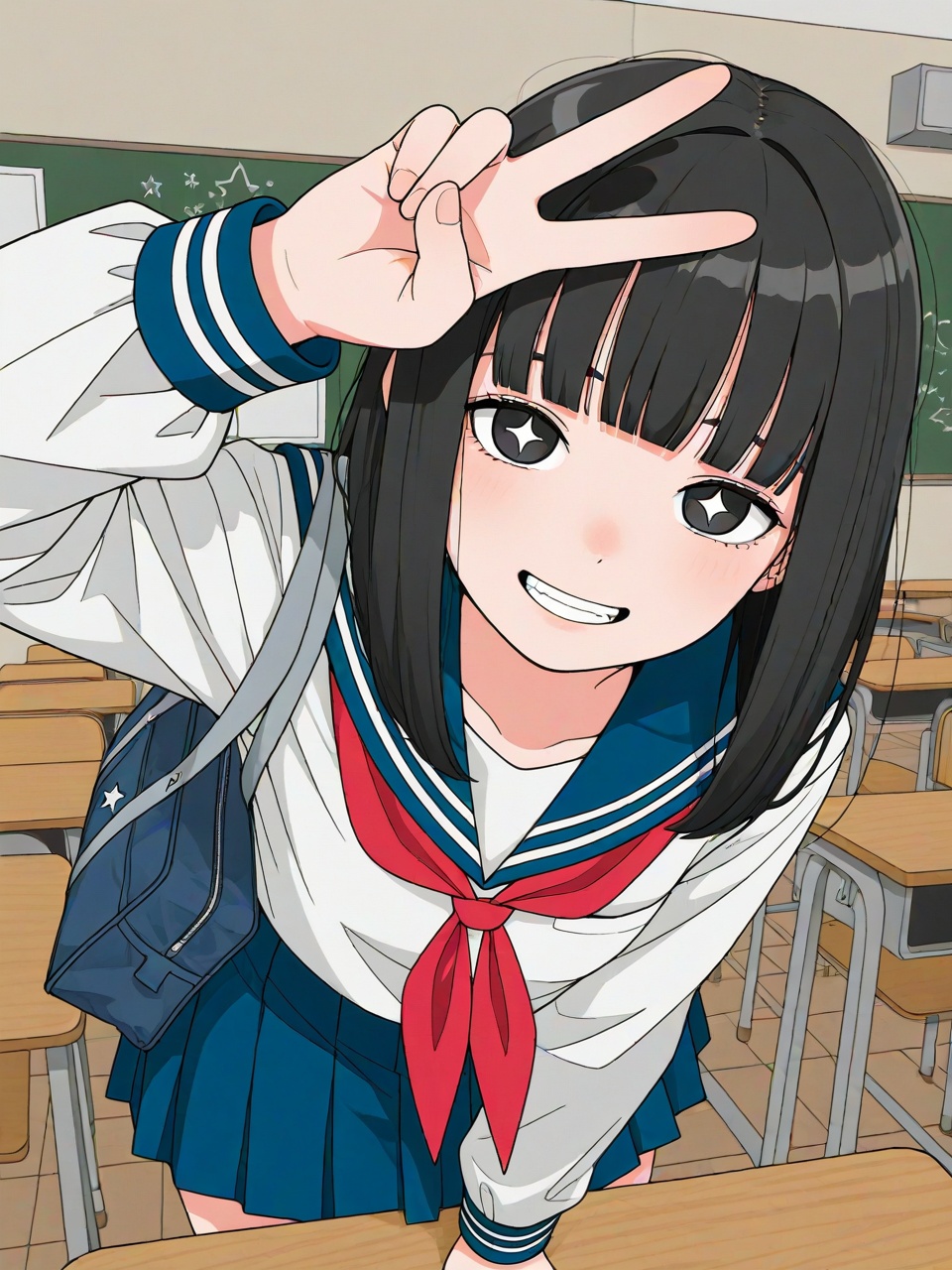 1girl,  sailor uniform,  red ribbon on Tensor.Art