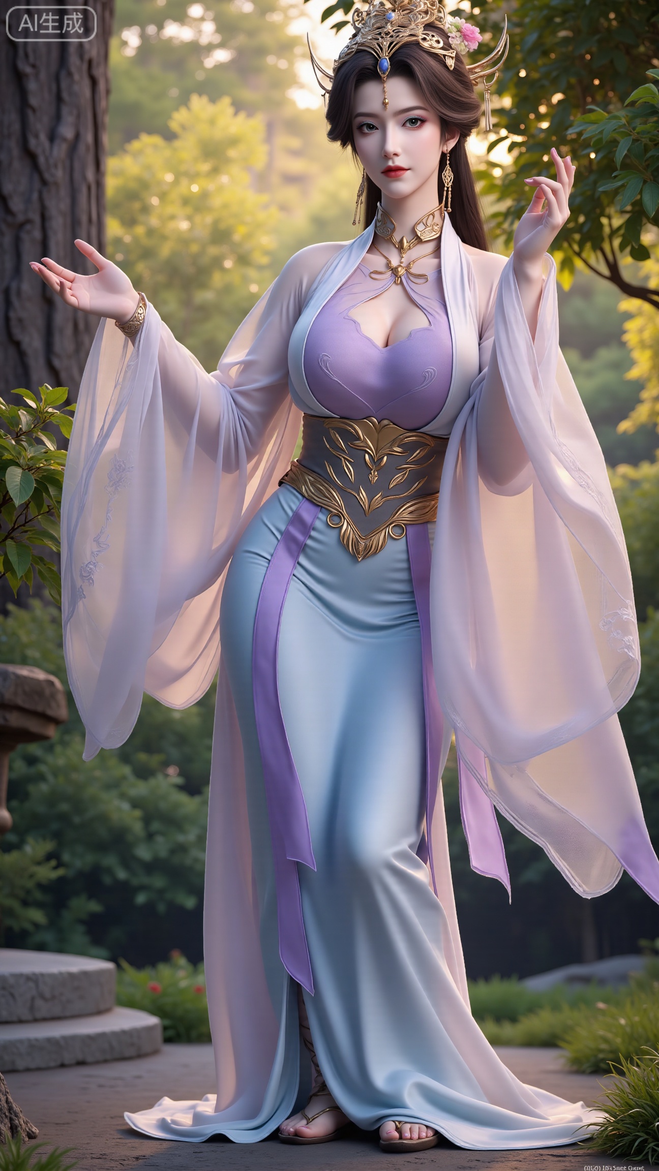 A maiden in Hanfu,  presented in the aesthetic of Hayao Miyazakis works,  with flowing sleeves by DeepBlue藍心 on Tensor.Art