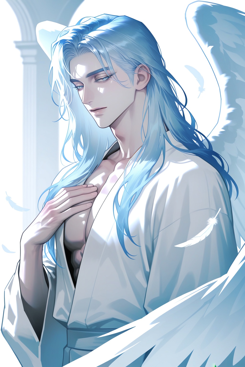 ((Emphasize a blend of anime aesthetics with painterly digital rendering techniques)),  the use of light and shadow create...