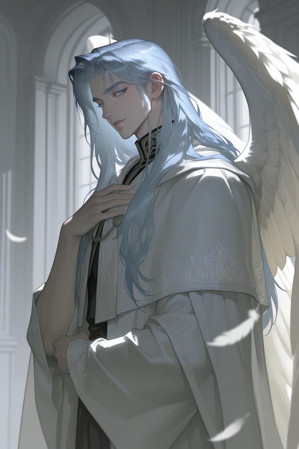 ((Emphasize a blend of anime aesthetics with painterly digital rendering techniques)),  the use of light and shadow create...