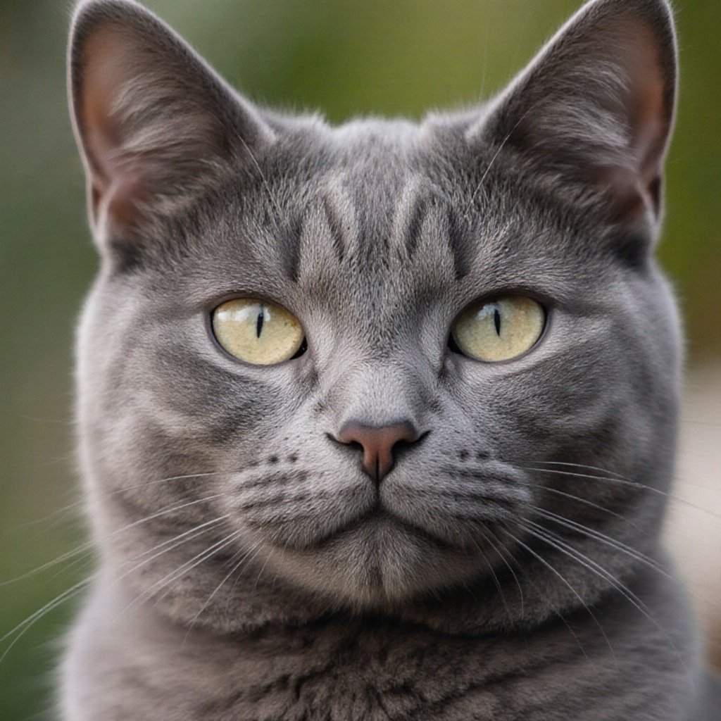 outdoor,  front view,  grey cat on Tensor.Art