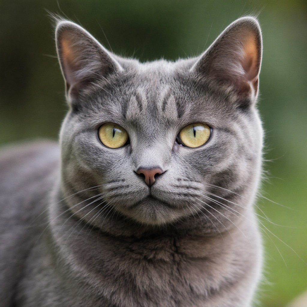 outdoor,  front view,  grey cat on Tensor.Art