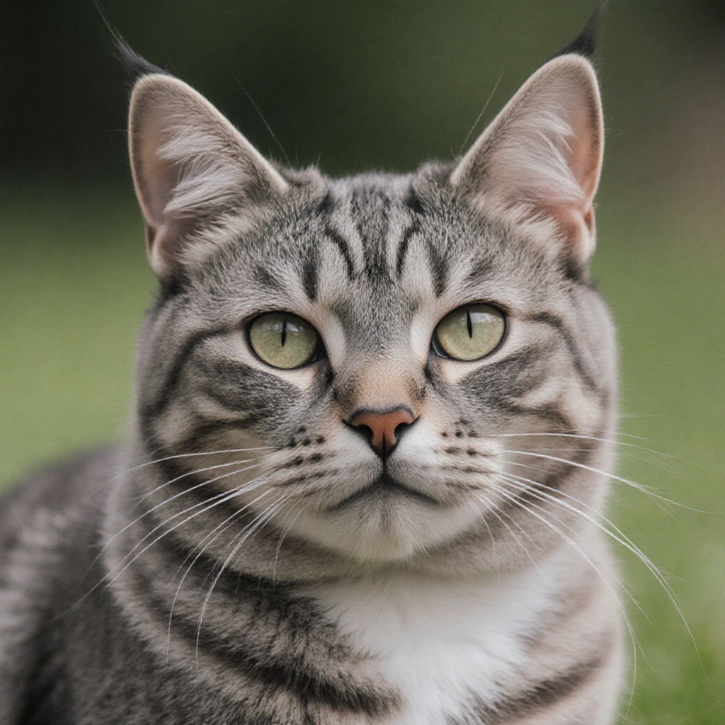 outdoor,  front view,  grey cat on Tensor.Art