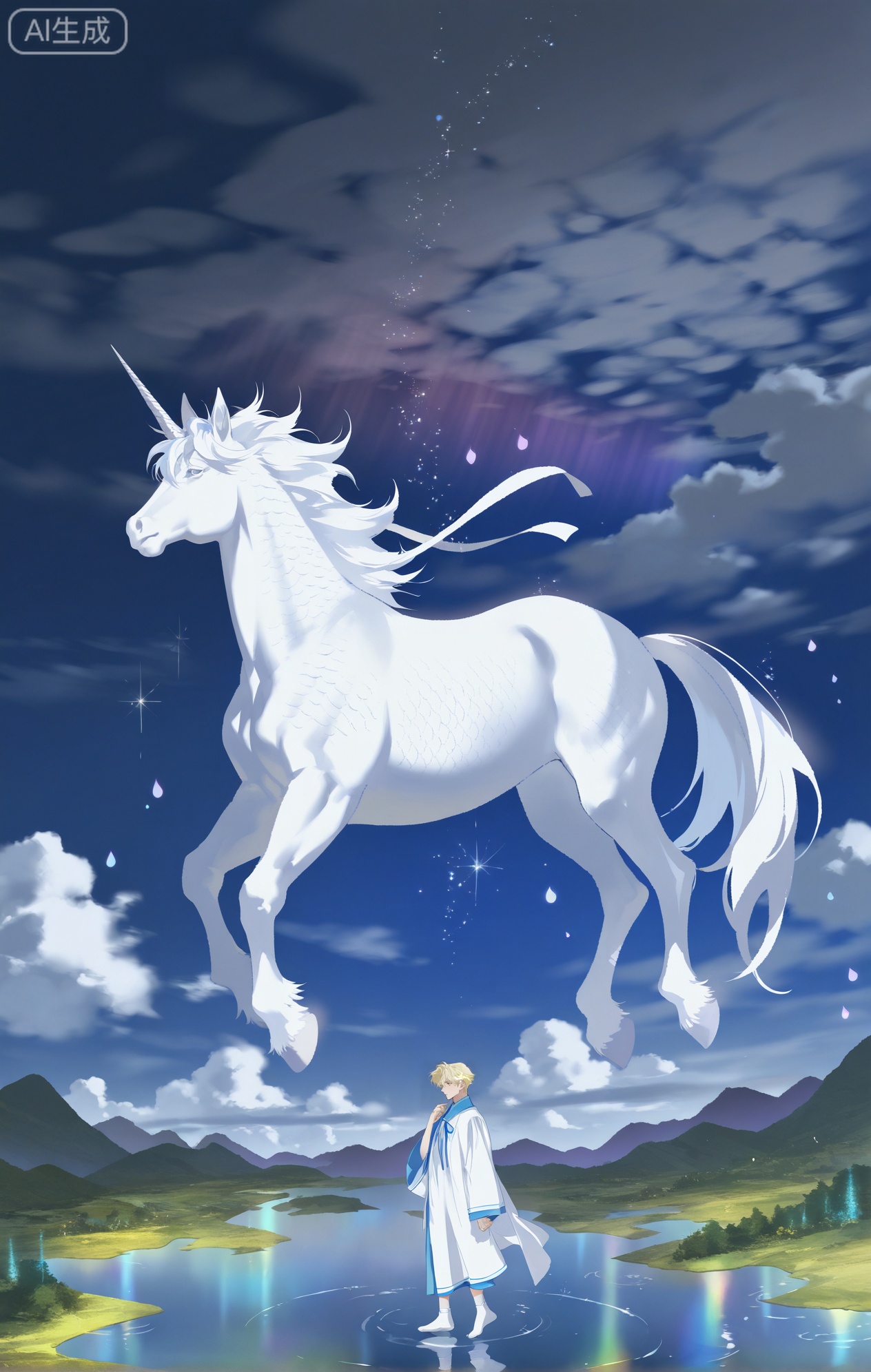 Small note art style,,xiaozhitiao,yu xuan,multicolored hair,White dragon tail,White dragon horns,yellow eyes,white hair,blonde hair,1boy,bangs
,socks,white socks

(artist:mazjojo:0.53),(artist:pigeon666:0.37),(artist:zawar379:0.57),(artist:remsrar:0.35),(artist:yoneyama mai:0.64),(yokoyari mengo:0.6),1boy,male - focus,upper - body - nude,white - ribbon,fluttering,white - robe,fantasy - dreamscape,floating,islands,shimmering,waterfalls,raining,down,rainbows,arching,across,sky,strange - creatures,flying,around,unicorn - like,beasts,winged - serpents,confused - expression,awed - eyes,wandering,through,surreal,landscape,pathways,made,of,starlight,cloud - like,platforms,undulating,under,feet,glowing,flowers,radiating,magic,ribbon - glowing,with,energy,robe - billowing,in,dream - wind,soft - music,echoing,from,unknown,sources,mysterious - atmosphere,uncertainty,reflected,in,eyes