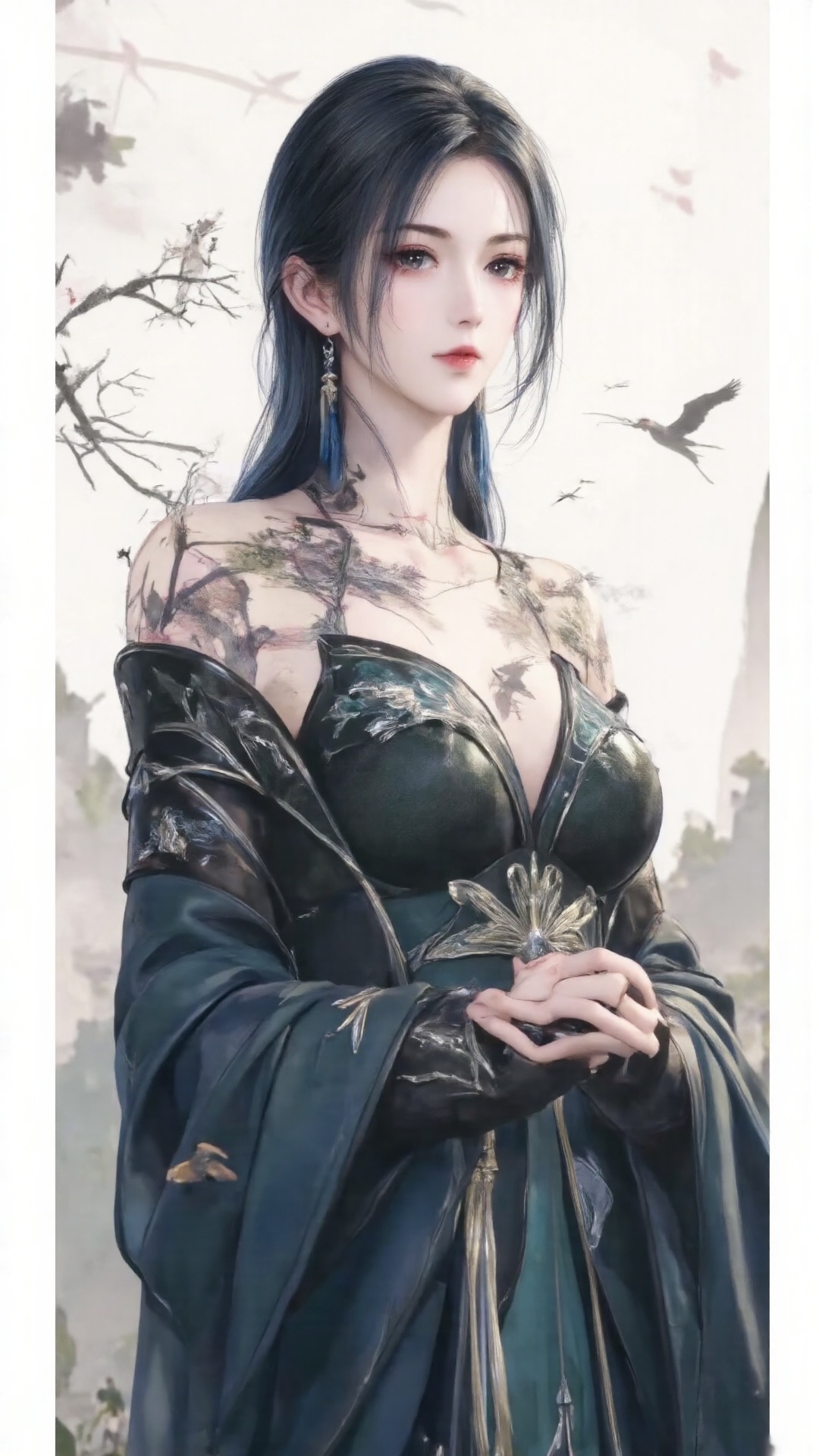 Tip: An amazing ancient fantasy goddess in China,  with ethereal beauty,  elegant dark indigo hair and exquisite silver ta...