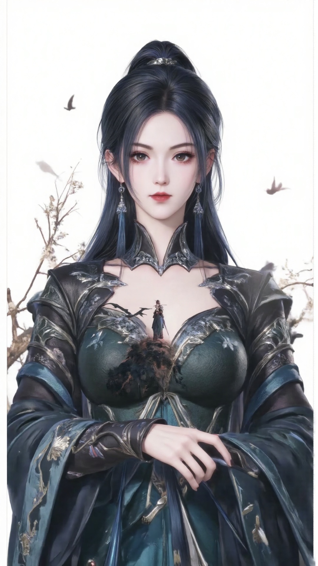 Tip: An amazing ancient fantasy goddess in China,  with ethereal beauty,  elegant dark indigo hair and exquisite silver ta...