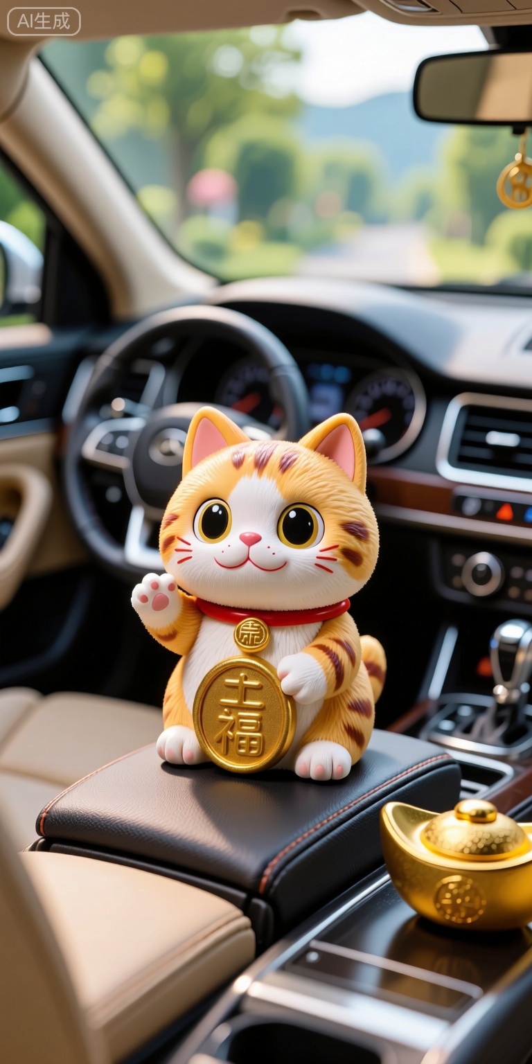 微景观招财猫树脂小摆件,可爱小猫,车内汽车公仔摆件, 桌面diy装饰品