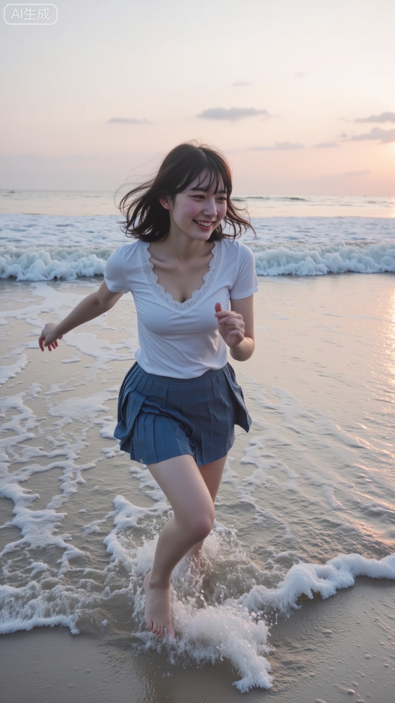 A candid photograph of a young Asian woman with short,tousled brown hair,wearing a white blouse and a pleated blue skirt,joyfully running barefoot in the ocean at sunset. The sky is painted with soft pastel hues,and the waves gently lap at her feet. The image has a grainy,vintage filter.,
Xbigbreasts,XbaifengsongyuYH,XhanyunzhiXY,XliuyuY,XyunxitianmingshiY,XyunxitianmingshiY,XnangongjinY2,XshuangjianshinvY2,Xzhuapaistyle,Xfuguflim