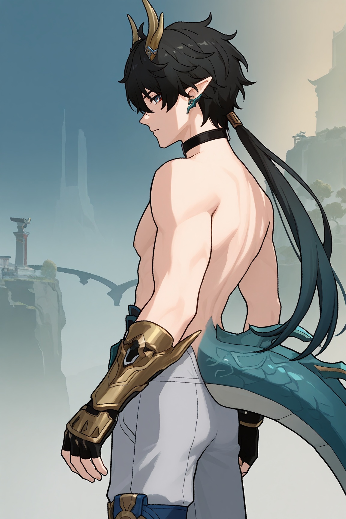 1boy (dan heng (permansor terrae) (honkai: star rail)),  dan heng,  black hair on Tensor.Art