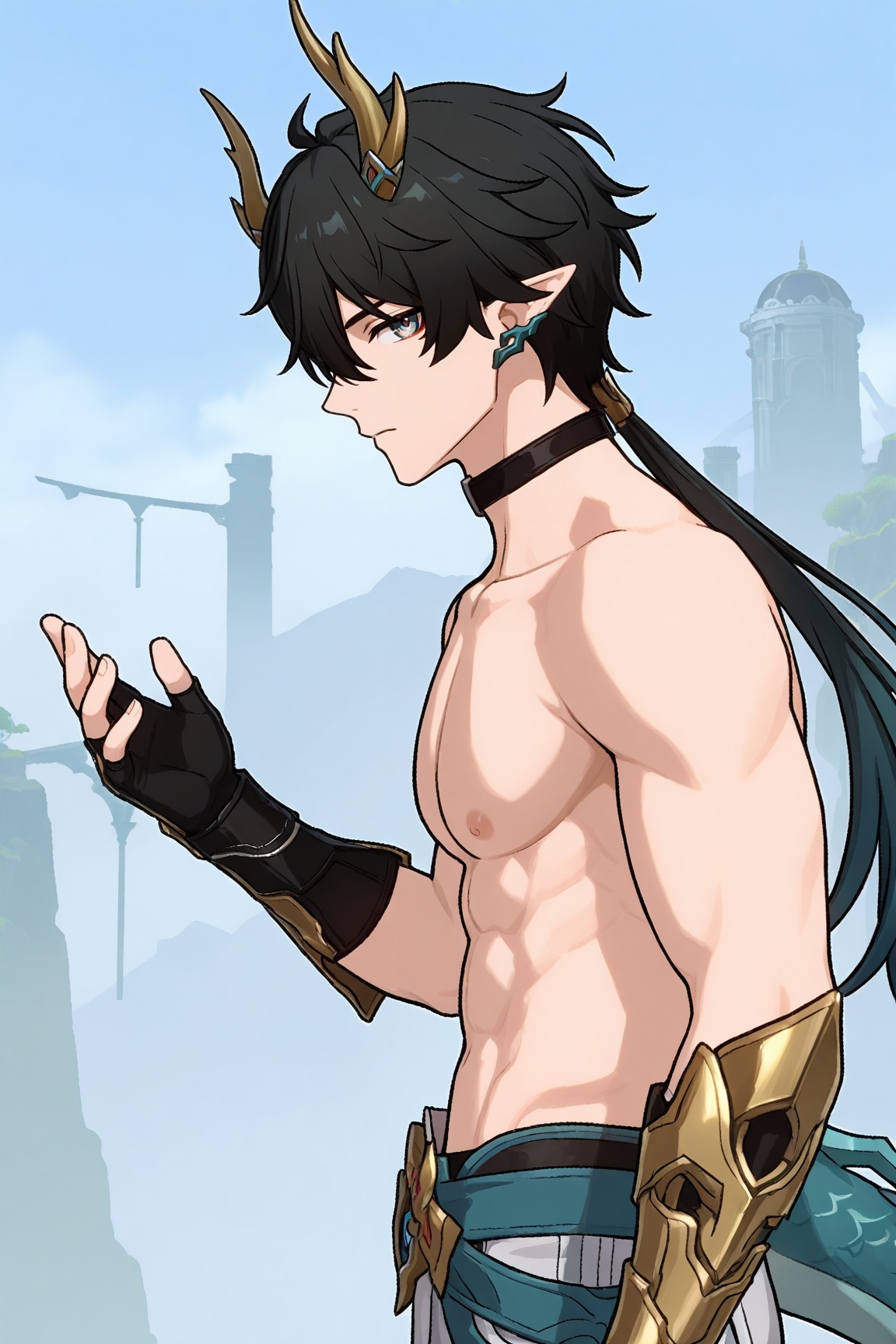 1boy (dan heng (permansor terrae) (honkai: star rail)),  dan heng,  black hair on Tensor.Art