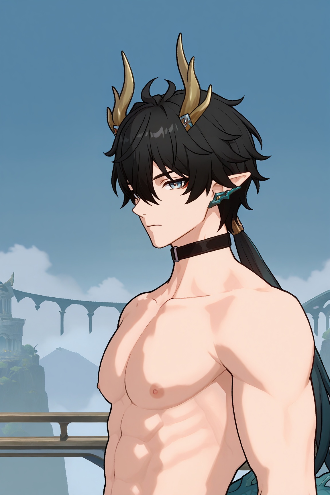 1boy (dan heng (permansor terrae) (honkai: star rail)),  dan heng,  black hair on Tensor.Art