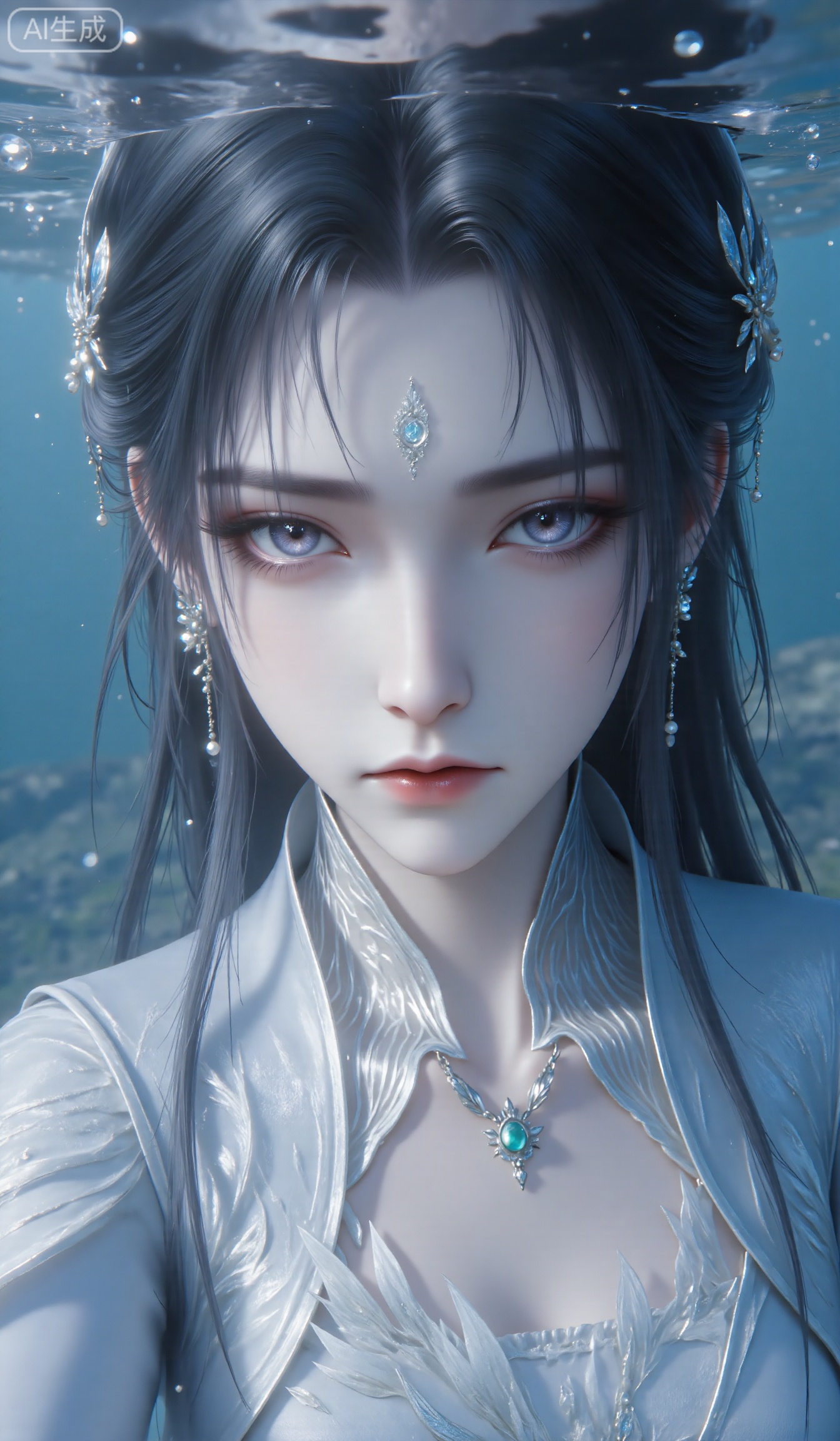 ,rei_(sanbonzakura),(wlop:0.25),Torino aqua,(tomozero:0.9),binggong asylum,ask_(askzy),
1girl,Yelan(Genshin Impact),solo,looking at viewer,partially submerged,water,blue eyes,partially underwater shot,, sfw,