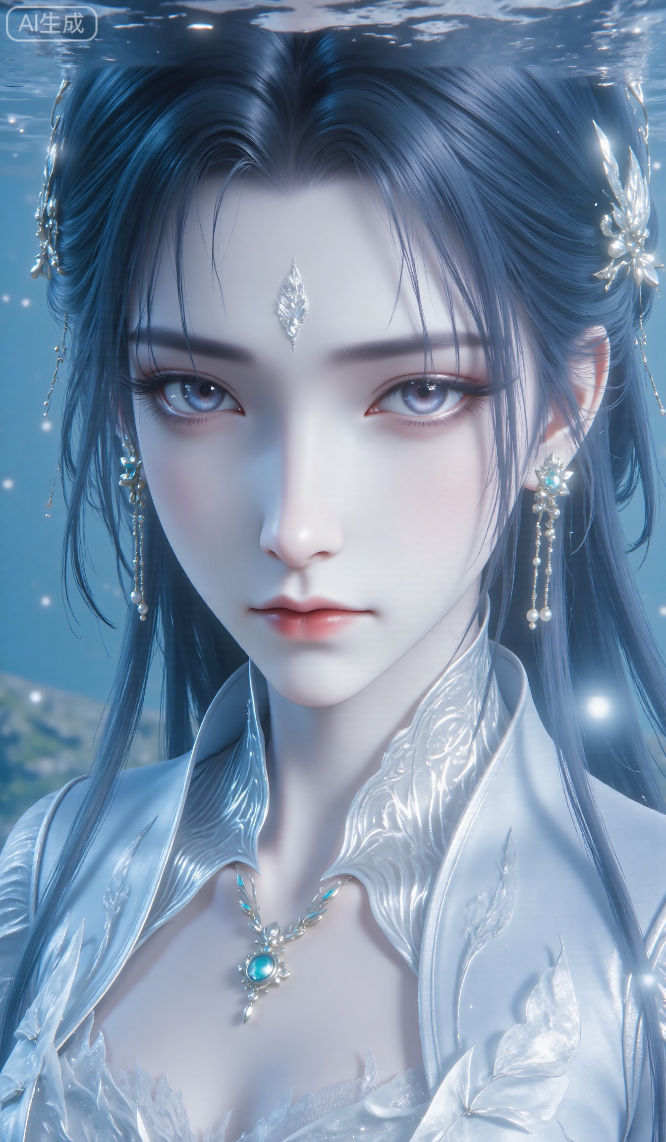 ,rei_(sanbonzakura),(wlop:0.25),Torino aqua,(tomozero:0.9),binggong asylum,ask_(askzy),
1girl,Yelan(Genshin Impact),solo,looking at viewer,partially submerged,water,blue eyes,partially underwater shot,, sfw,