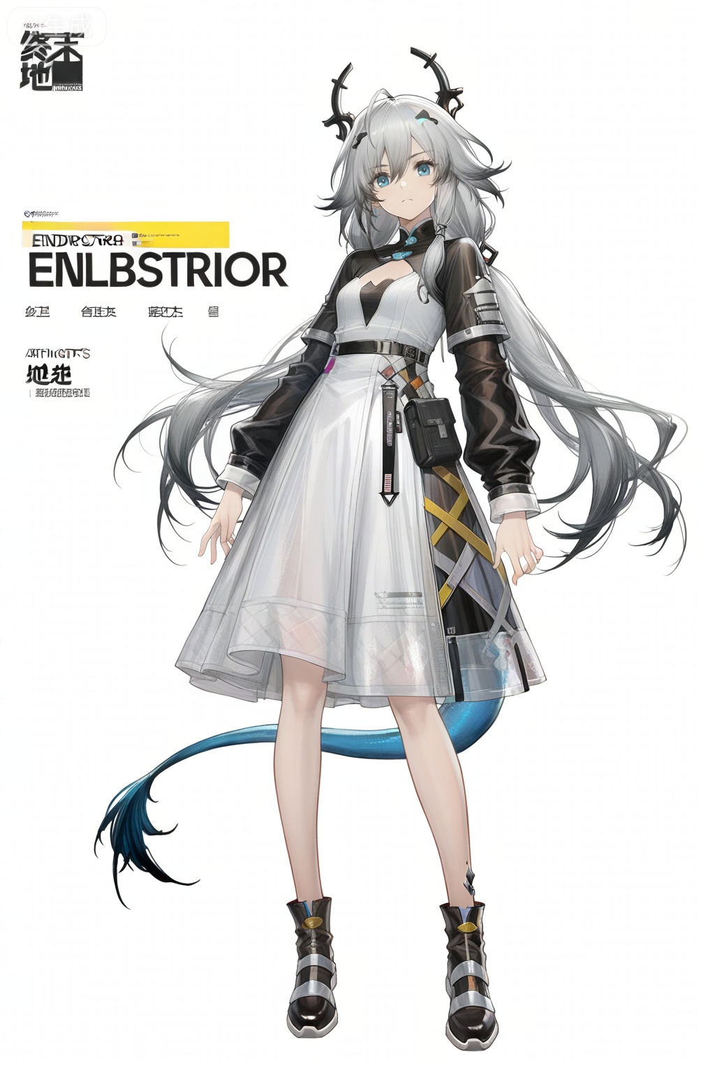 masterpiece, best quality,solo,((white background:1.2)),simple background,, 
looking at viewer,game_cg_style,arknights_endfield_style,official alternate costume,chinese text,copyright name,character name,logo,pose
fu hua
