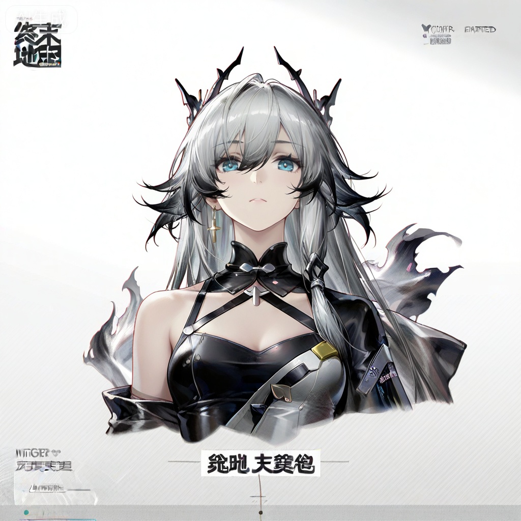 masterpiece, best quality,solo,((white background:1.2)),simple background,, 
looking at viewer,game_cg_style,arknights_endfield_style,official alternate costume,chinese text,copyright name,character name,logo,pose
fu hua