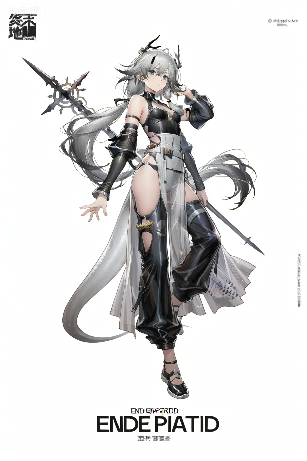 masterpiece, best quality,solo,((white background:1.2)),simple background,, 
looking at viewer,game_cg_style,arknights_endfield_style,official alternate costume,chinese text,copyright name,character name,logo,pose
fu hua