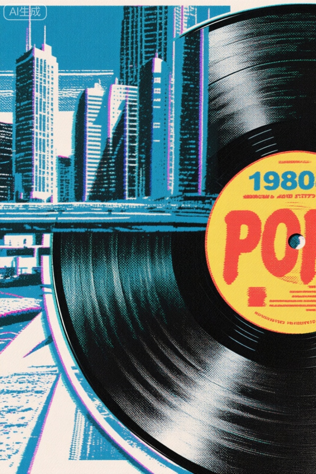 Screen Printing, 复古未来风格,唱片,城市,1980s,pop