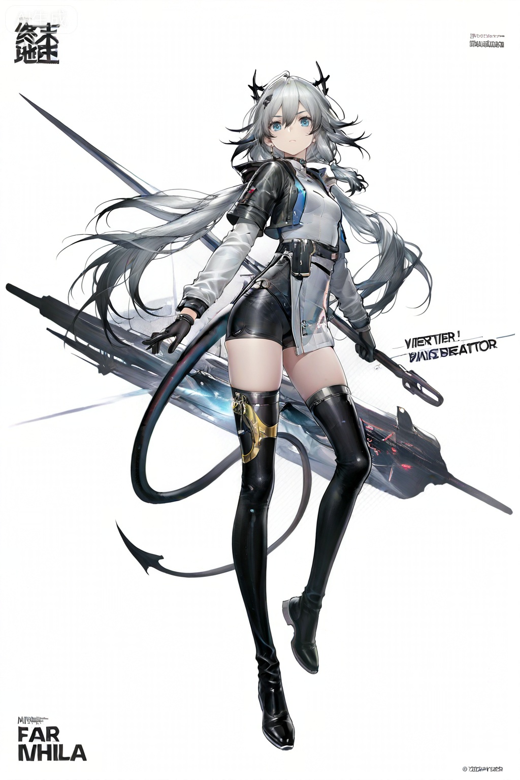 masterpiece, best quality,solo,((white background:1.2)),simple background,, 
looking at viewer,game_cg_style,arknights_endfield_style,official alternate costume,chinese text,copyright name,character name,logo,pose
fu hua