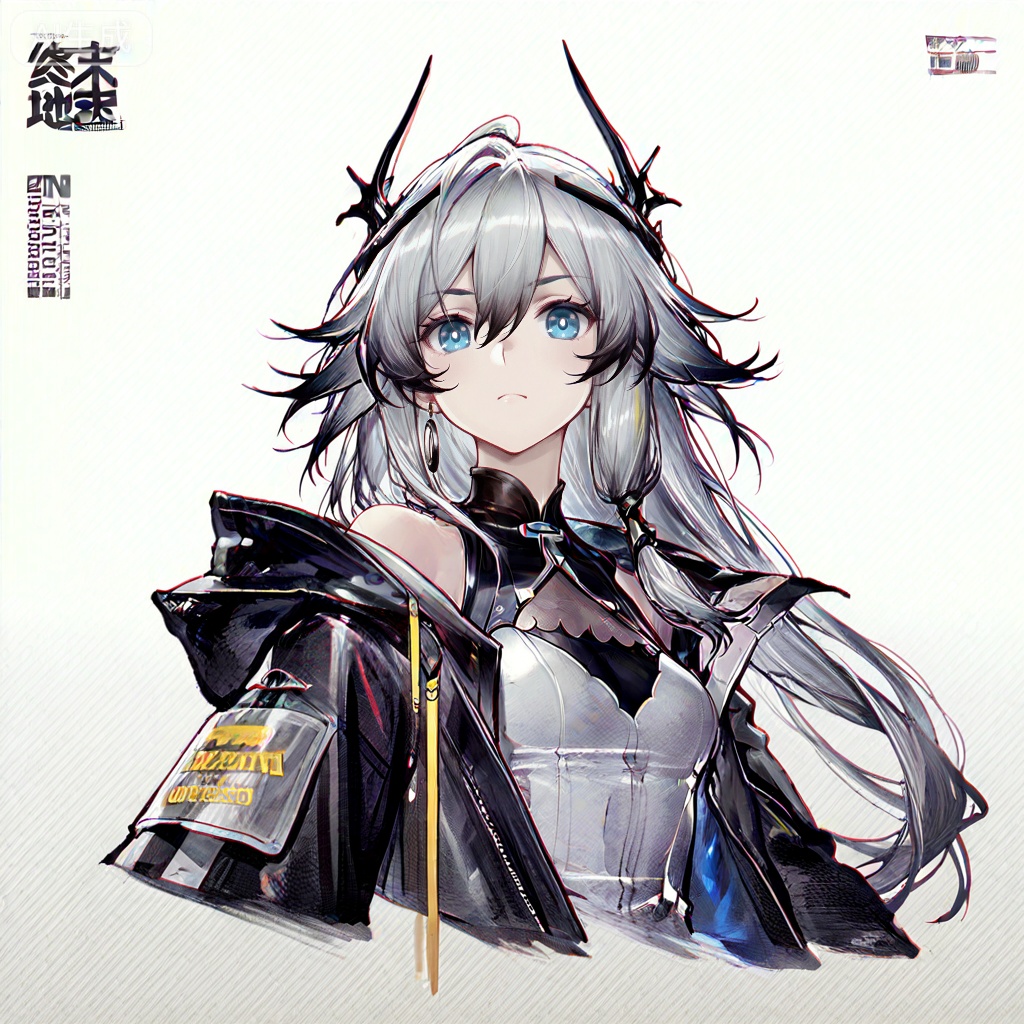 masterpiece, best quality,solo,((white background:1.2)),simple background,, 
looking at viewer,game_cg_style,arknights_endfield_style,official alternate costume,chinese text,copyright name,character name,logo,pose
fu hua