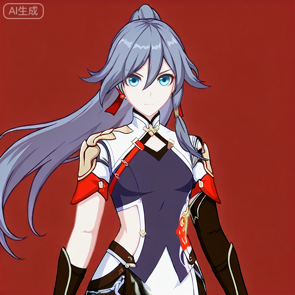 masterpiece, best quality,solo,((red background:1.2)),simple background,, 
looking at viewer,fu hua,honkai_cg_style,long hair,bangs,hair between eyes