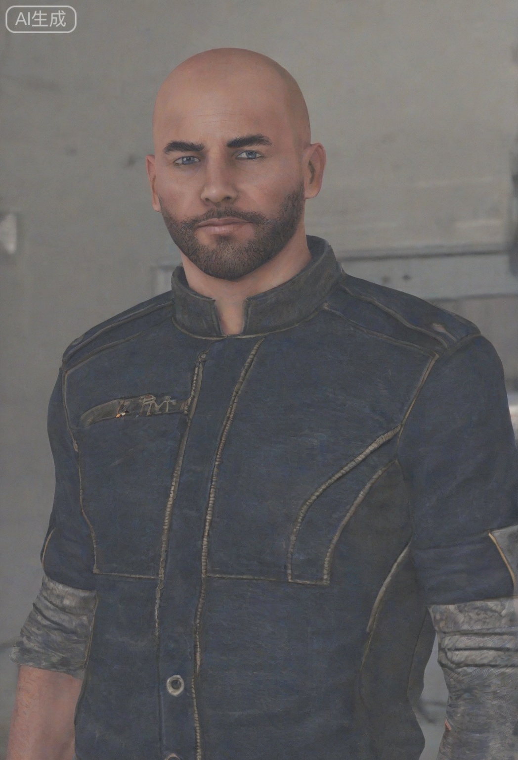 质量词: masterpiece, best quality, amazing quality, very aesthetic, absurdres, highres, newest,
画面风格:3D, 
人物: 1man, solo, 
人物特征: portrait, beard, bald, 
事件: looking at viewer,starfleet uniform