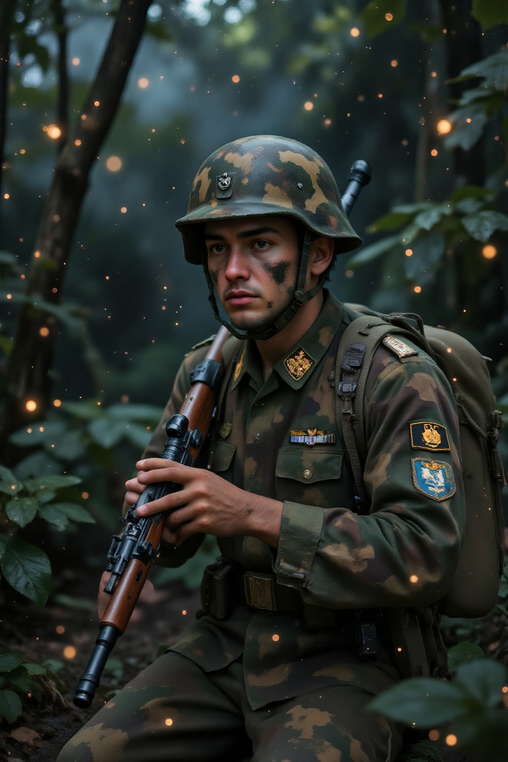 Top quality. Inspiration: WWII military uniforms. Image content: A tall,  upright man,  alone and serious on Tensor.Art