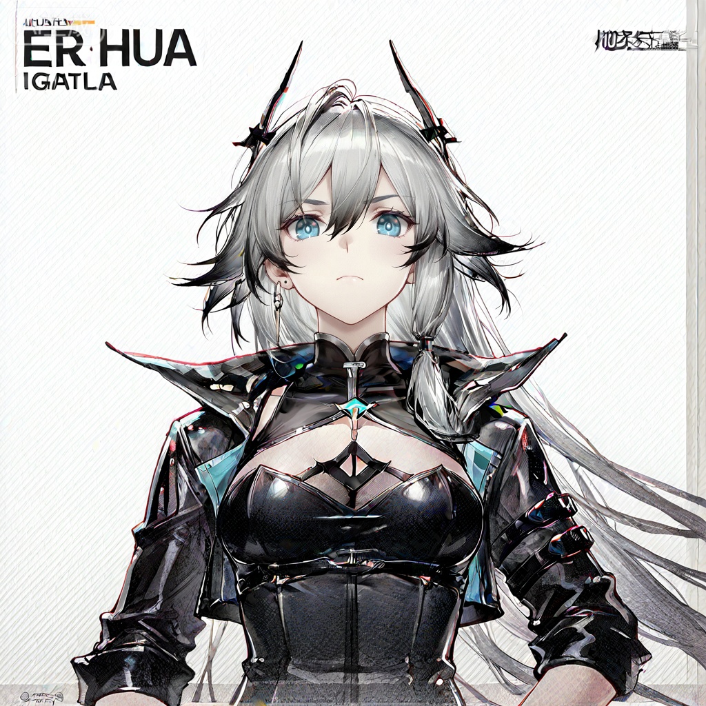 masterpiece, best quality,solo,((white background:1.2)),simple background,, 
looking at viewer,game_cg_style,arknights_endfield_style,official alternate costume,chinese text,copyright name,character name,logo,pose
fu hua