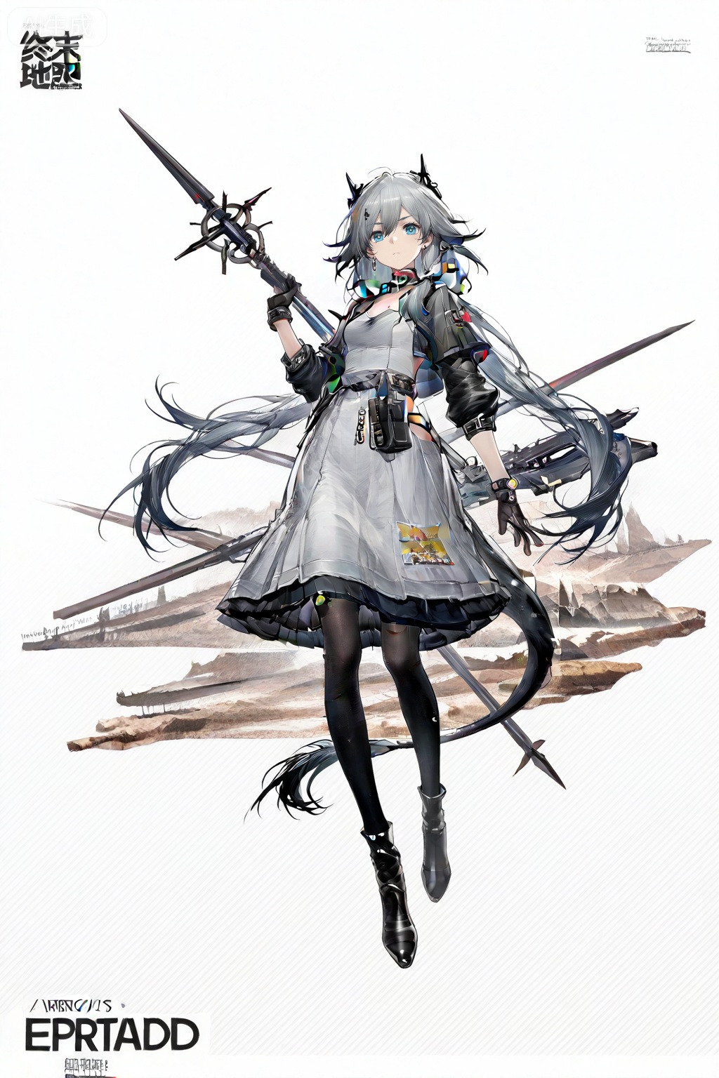 masterpiece, best quality,solo,((white background:1.2)),simple background,, 
looking at viewer,game_cg_style,arknights_endfield_style,official alternate costume,chinese text,copyright name,character name,logo,pose
fu hua
