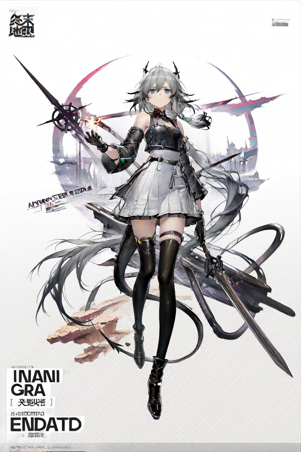 masterpiece, best quality,solo,((white background:1.2)),simple background,, 
looking at viewer,game_cg_style,arknights_endfield_style,official alternate costume,chinese text,copyright name,character name,logo,pose
fu hua