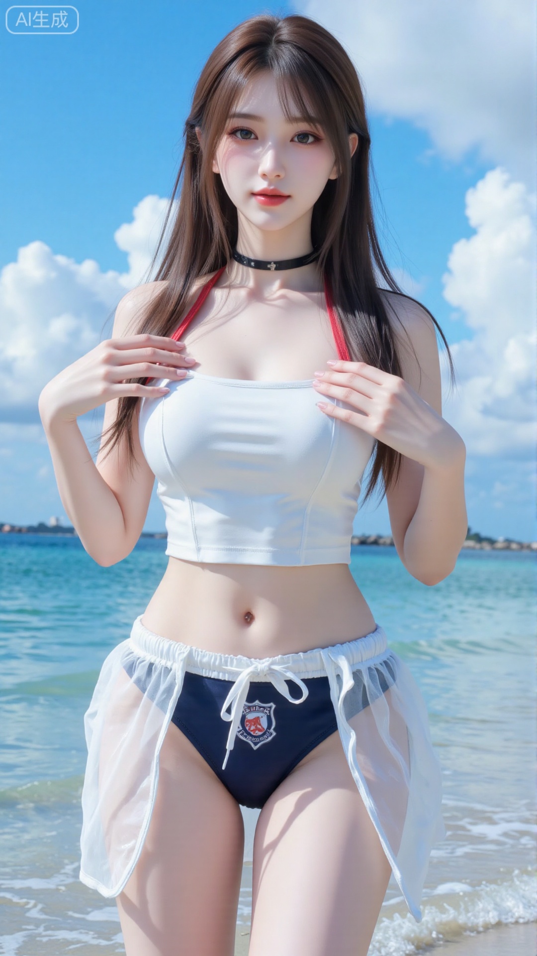 Korean girl,  single,  showing navel on Tensor.Art