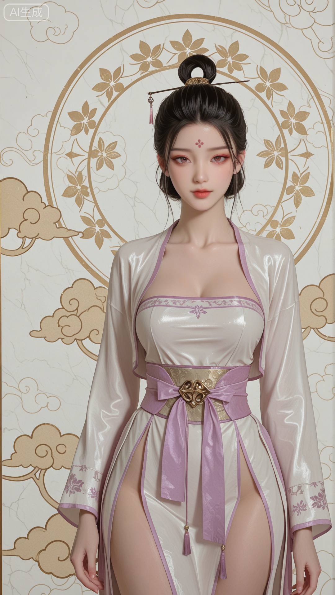 SN clothes, solo, exquisite skin, standing, cowboy_shot, looking at viewer, even illumination, very awa, Solid Glossy and cloud background,