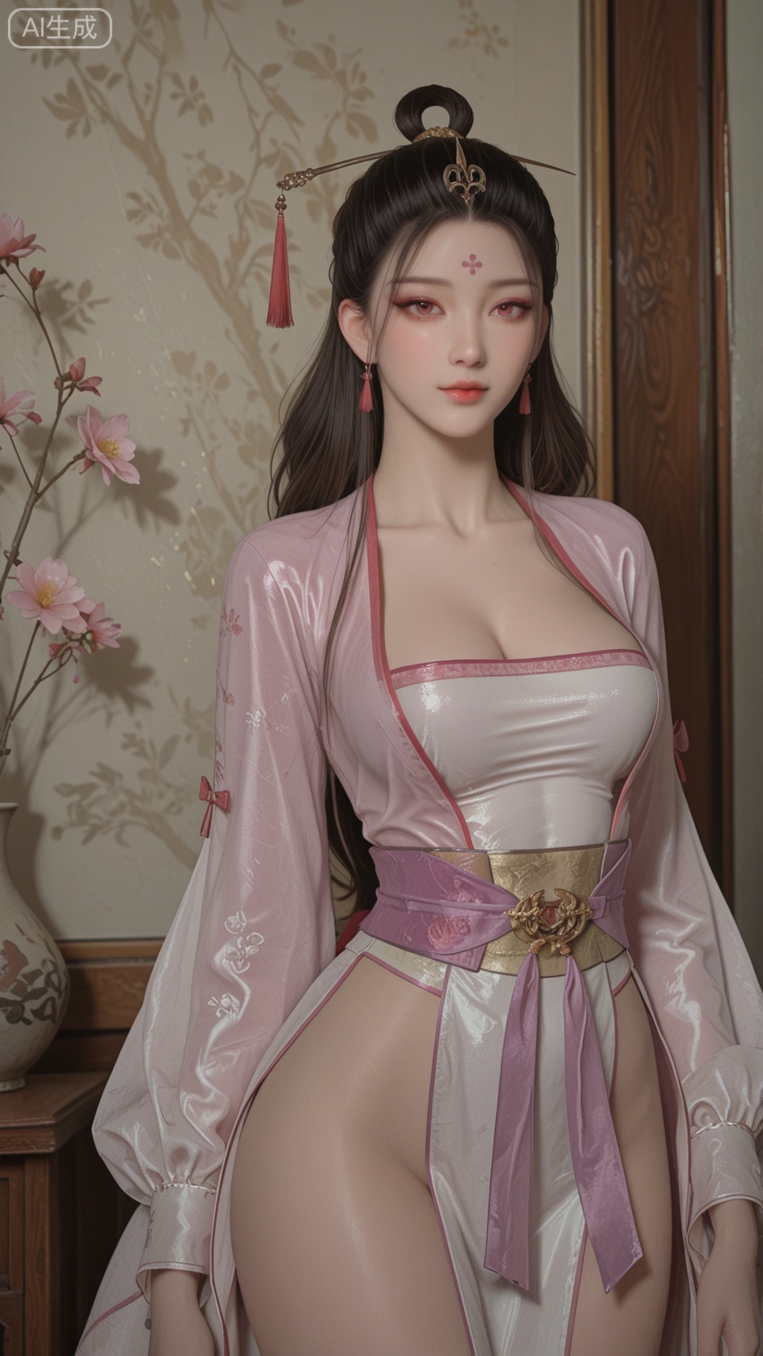 SN clothes, solo, exquisite skin, standing, cowboy_shot, looking at viewer, even illumination, very awa, Solid Glossy background,