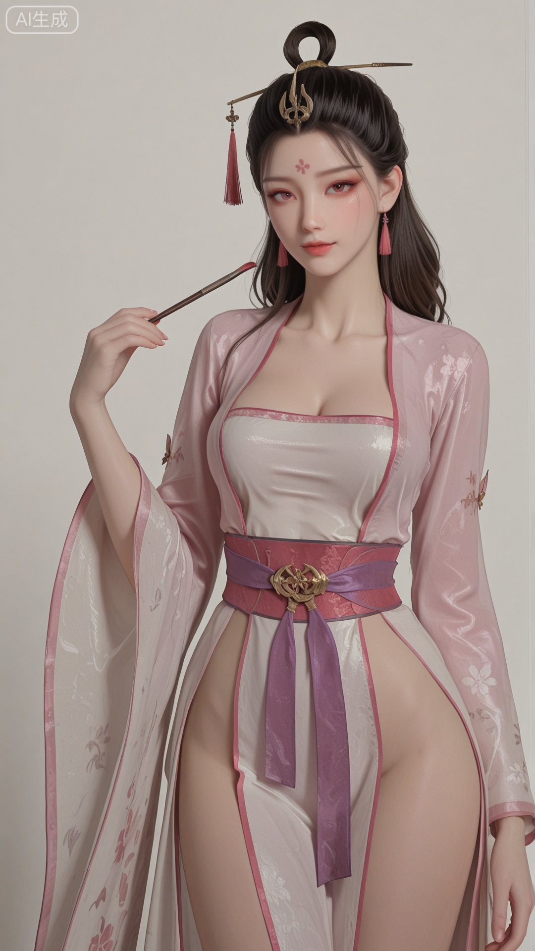 SN clothes, solo, exquisite skin, standing, cowboy_shot, looking at viewer, even illumination, very awa, Solid Glossy background,