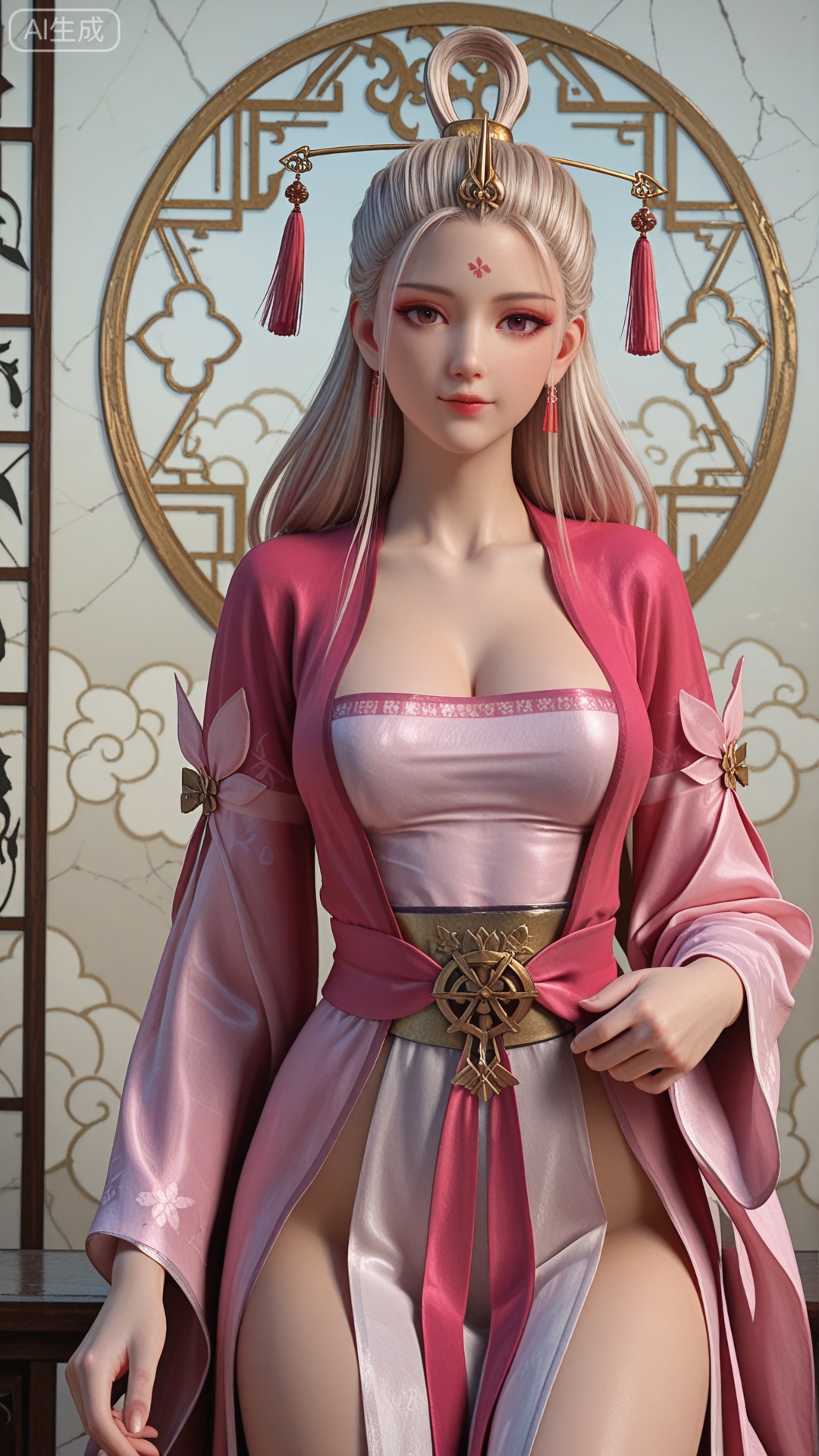 SN clothes, solo, exquisite skin, cowboy_shot, looking at viewer, even illumination, very awa, Solid Glossy and cloud background,